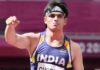 Olympic gold medalist Neeraj Chopra show his javelin skills underwater